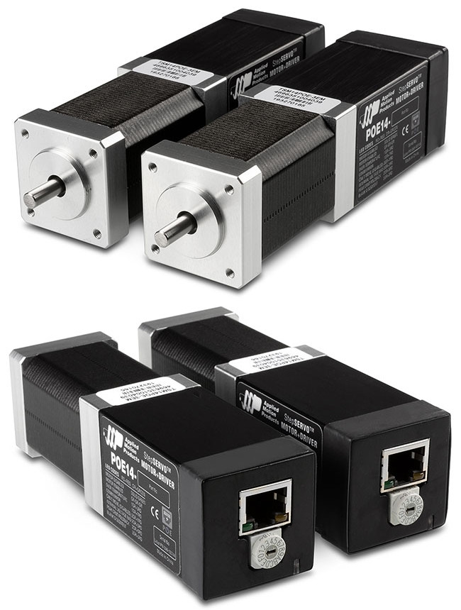 Zintegrowany silnik krokowy z obsługą standardu Power over Ethernet