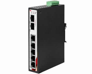 Niezarządzalny 7-portowy switch przemysłowy Gigabit Ethernet z portami SFP