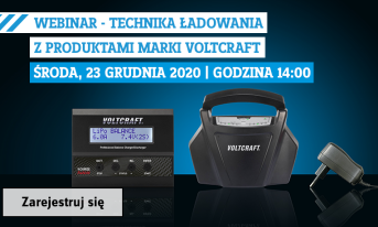 Jeszcze przed świętami zapraszamy na kolejny webinar „Technika ładowania z produktami marki VOLTCRAFT”, który odbędzie się 23.12.2020 o godz. 14.00