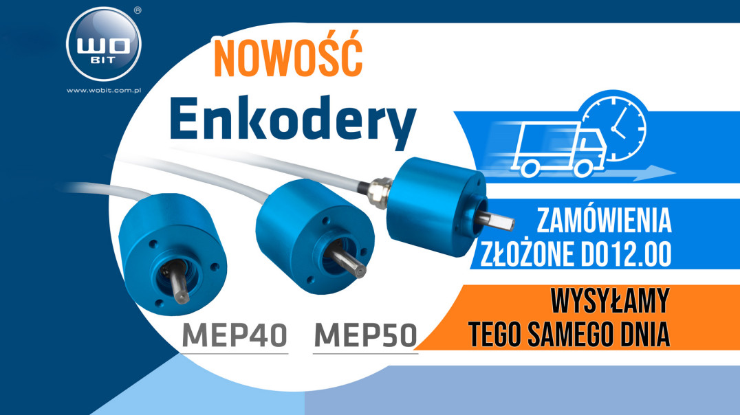 Enkodery magnetyczne MEP40 i MEP50 z rozdzielczością do 16 384 imp/obr dostępne w ofercie WObit. Wysyłka w 24h