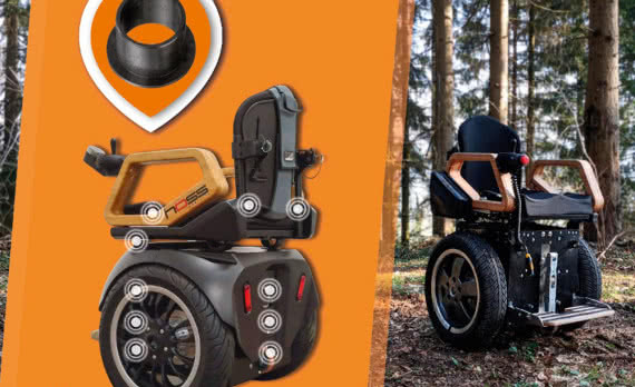 Bezsmarowe łożyska ślizgowe firmy igus zwiększają bezpieczeństwo użytkowania terenowego wózka dla osób niepełnosprawnych 