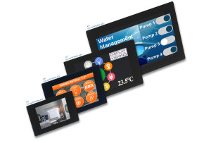 Inteligentne ekrany dotykowe z wejściami analogowymi oraz interfejsami USB, RS232, SPI i I²C