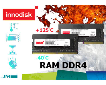 Pamięci RAM DDR4 od Innodisk w wersji Ultra Temperature, pracujące w zakresie od -40°C do aż 125°C, odporne na szoki termiczne i wstrząsy
