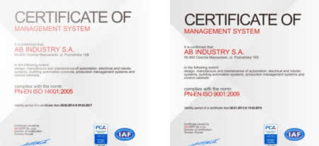AB Industry z certyfikatami na kolejny rok 