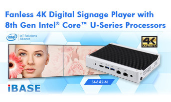 Signage Player z mikroprocesorem Core U-Series 8. generacji i obsługą dwóch wyświetlaczy 4K