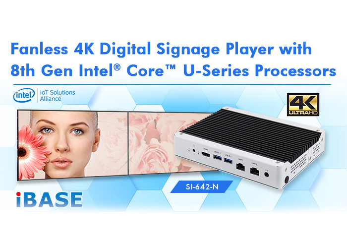 Signage Player z mikroprocesorem Core U-Series 8. generacji i obsługą dwóch wyświetlaczy 4K