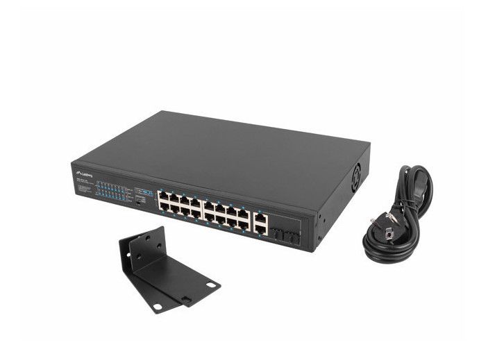 Switch Lanberg 16x POE+ 150W do montażu w szafie rack 19"