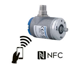 Magnetyczny enkoder obrotowy z bezprzewodowym konfigurowaniem parametrów pracy przez NFC