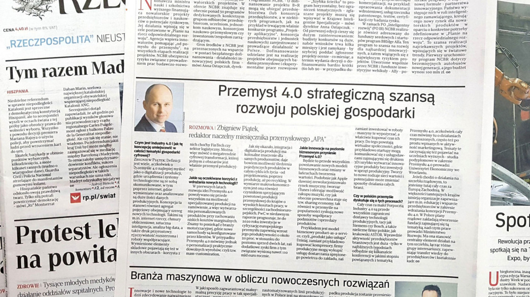 Przemysł 4·0 stanowi strategiczną szansę rozwoju polskiej gospodarki