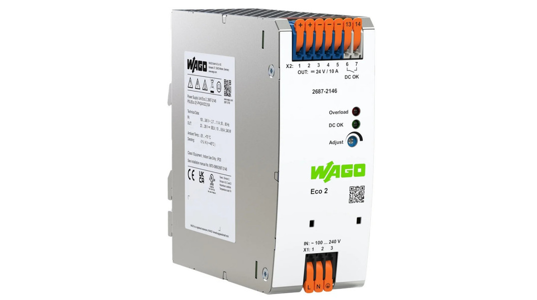 Małogabarytowy zasilacz z wyjściem 24 V/240 W do montażu w szafach sterowniczych