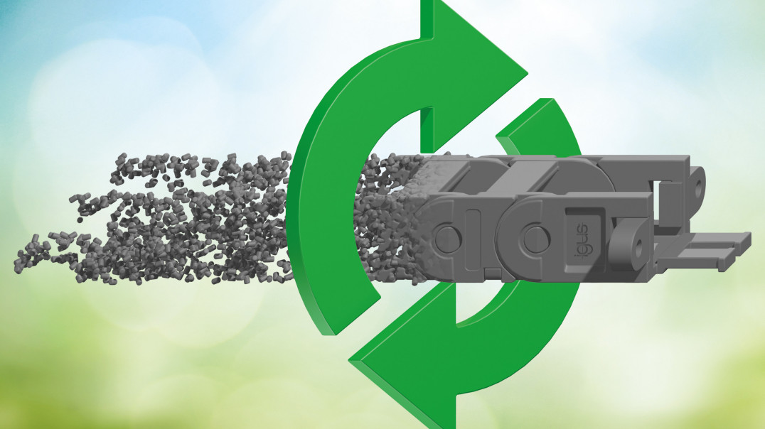 O 80% niższy ślad węglowy: firma igus przechodzi na materiały pochodzące z recyklingu dla serii prowadników kablowych E2.1