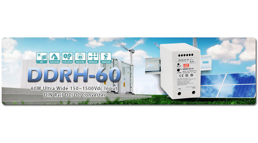 Konwertery DC-DC 60 W o ultraszerokim zakresie napięć wejściowych od 150 do 1500 VDC