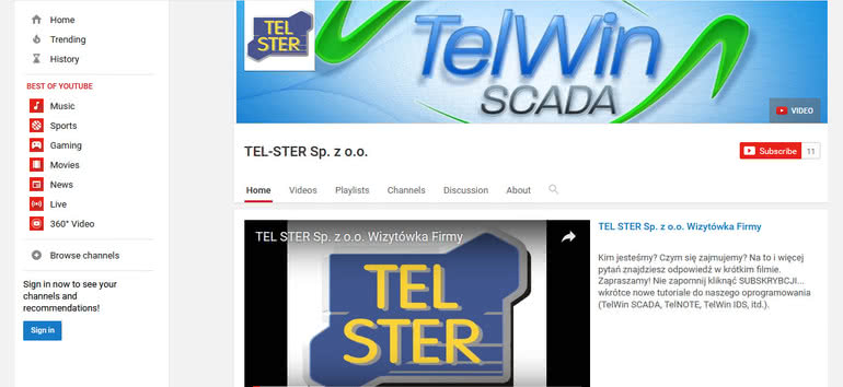Kanał TEL-STER na YouTube 