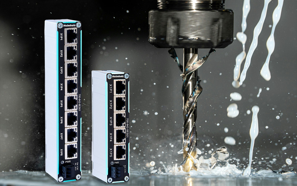 Wąskie switche ethernetowe w obudowach o szerokości 24 mm