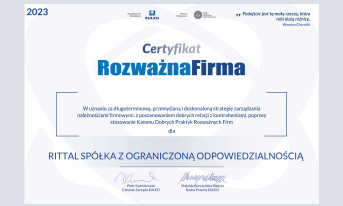 Rittal wyróżniony certyfikatem "Rozważna firma"