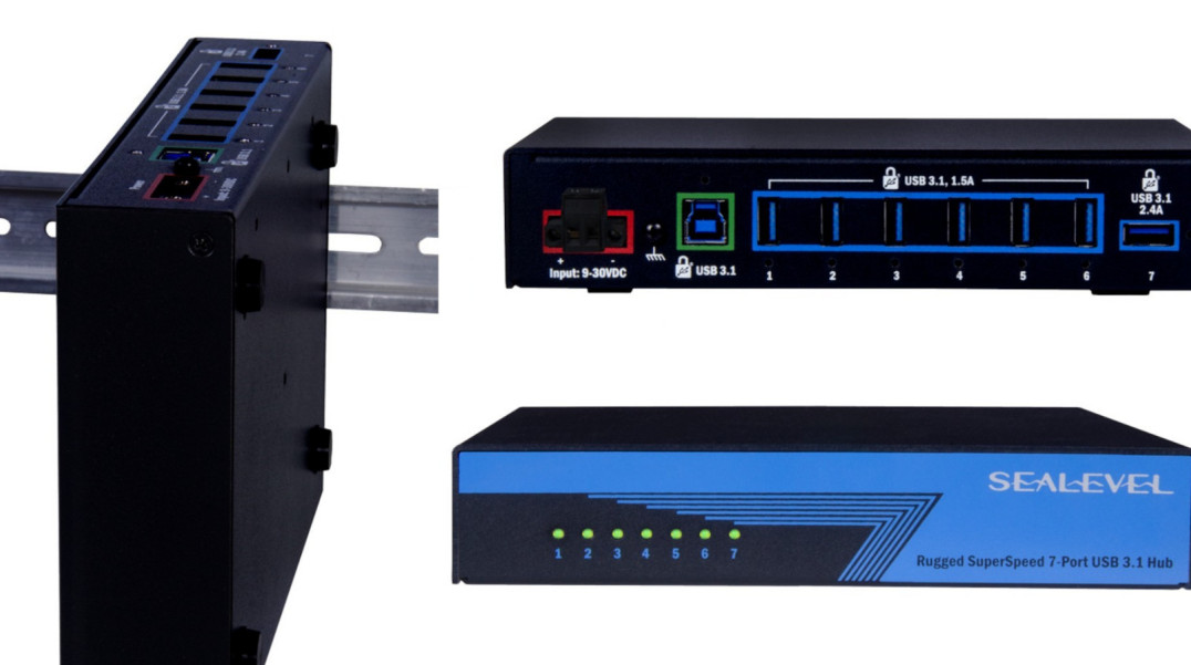 7-portowy koncentrator USB 3.1 do zastosowań w transporcie i przemyśle