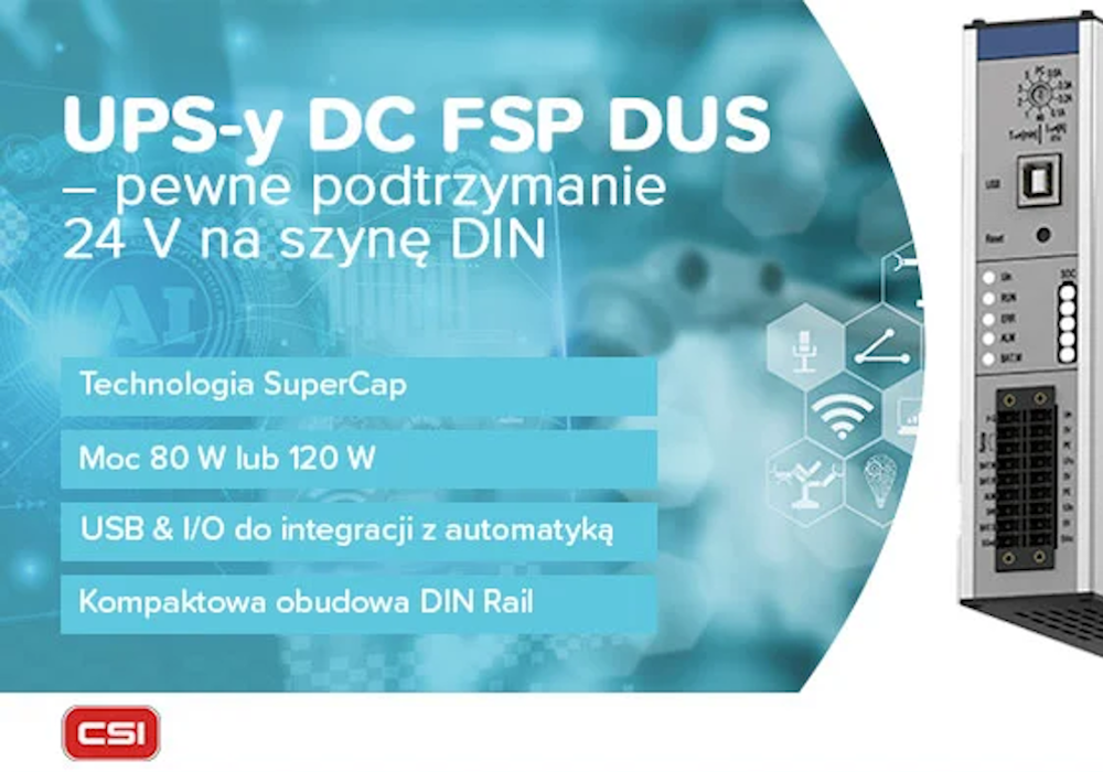 Zasilacze DIN Rail DC UPS firmy FSP dostępne w ofercie CSI