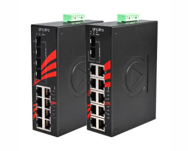 12-portowe switche Gigabit Ethernet z portami światłowodowymi i miedzianymi z obsługą PoE+