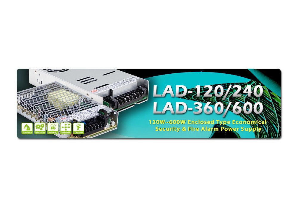 Tanie zasilacze sieciowe 120...600 W do alarmów przeciwpożarowych i systemów kontroli dostępu