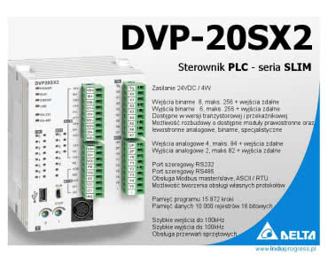 Sterownik PLC DVP20SX2 z portami analogowymi