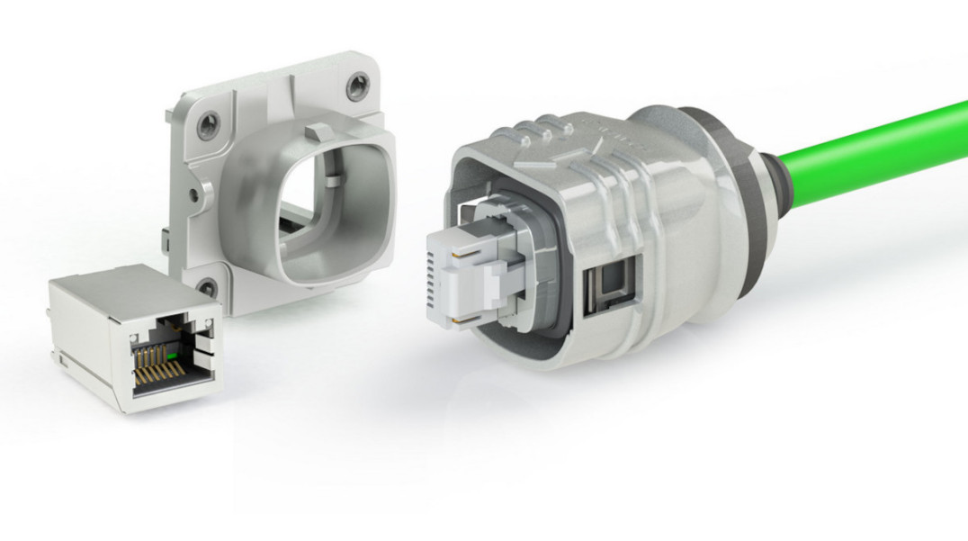Złącze RJ45 z systemem zatrzaskowym Push-Pull i metalową osłoną o stopniu ochrony IP69K