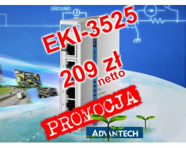 EKI-3525 - Przemysłowy switch firmy Advantech o niskim zużyciu energii w promocyjnej cenie 209 zł netto.