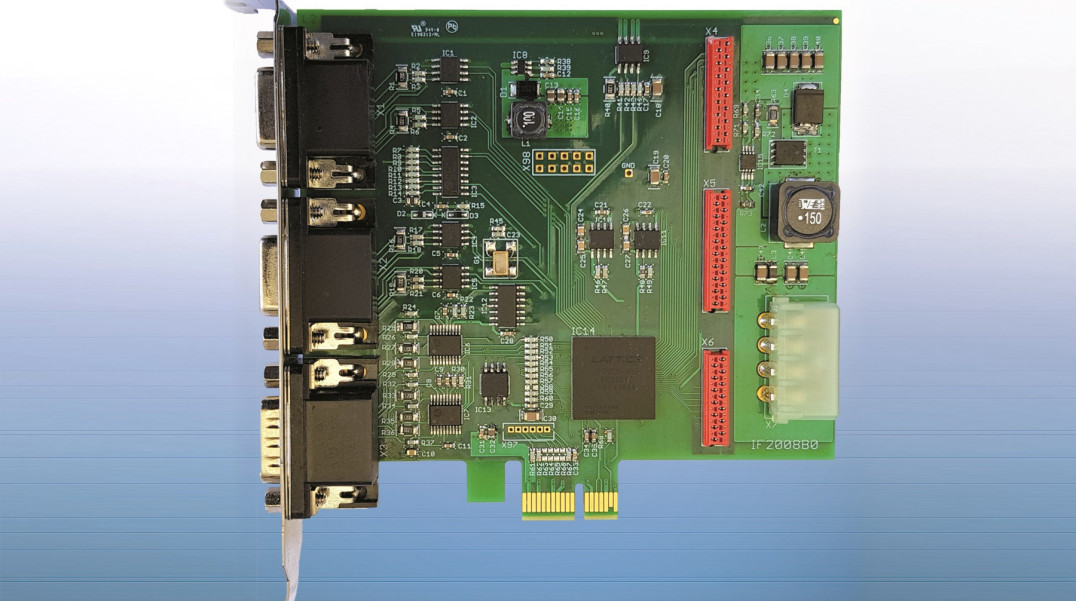 Karta interfejsowa PCIe do synchronicznej współpracy z 4 czujnikami optycznymi