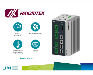 Axiomtek proponuje do komunikacji z maszynami ICO520 - 2 porty COM, 2 porty DIO, 4 porty Ethernet, wydajne procesory, oporność na przepięcia, montaż DIN-Rail