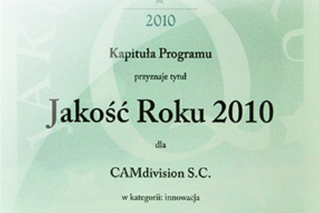 CAMdivision Jakością Roku 2010