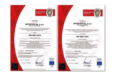 Intester z certyfikatem ISO 9001:2015 